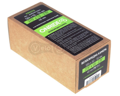 Велосипедна камера ONRIDE RVC із герметиком Slime 27.5x1.75-2.15 FV 48