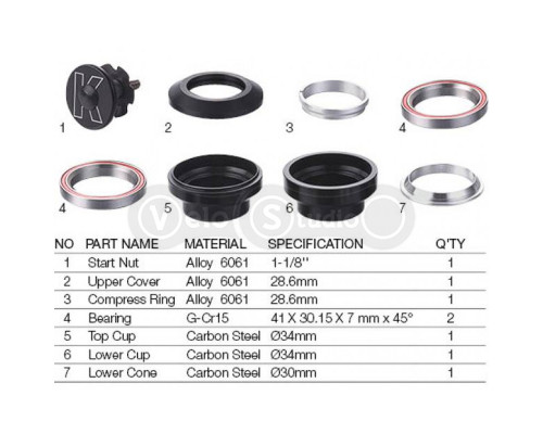 Рульова колонка Kenli KL-B208 1-1/8 (промислові підшипники)