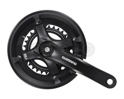 Шатуни Shimano FC-TY501, 175мм, 46x30, пластиковий захист, чорні, OEM