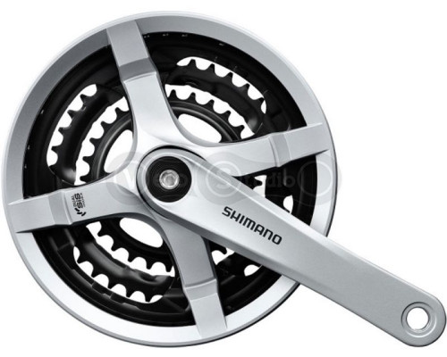 Шатуни Shimano FC-TY501, 170мм, 42X34X24, 6/7/8 швидкостей, захист зірок, сірі
