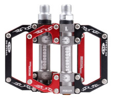 Педали ScudGood MTB BC-PD207  на 3-х промах чёрные - красные