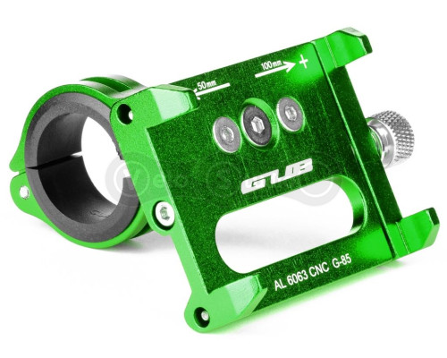 Держатель гаджета GUB G-85 на руль/вынос алюминиевый, зеленый