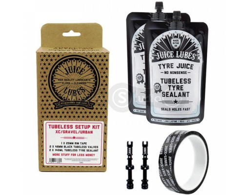 Набор бескамерки JUICE LUBES XC/Gravel/Urban, 25mm Tape, 48mm Valves, 280ml Sealant