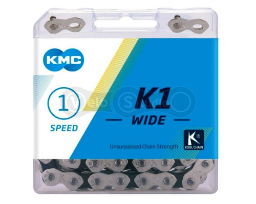 Ланцюг KMC K1-Wide Silver/Black одношвидкісний 110 ланок + замок
