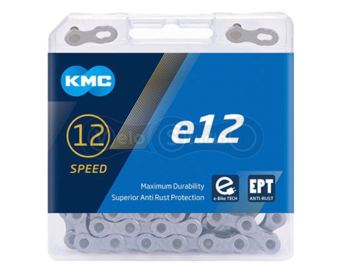 Цепь KMC E12 EPT Silver 12 скоростей 130 звеньев + замок (E-Bike)