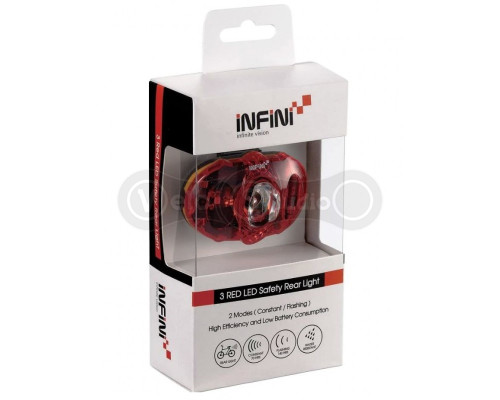 Мигалка задняя Infini VISTA I-406R, 3 светодиода, 2 режима, 2x