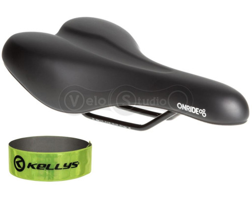 Сідло ONRIDE Siesta, рамки сталь, чорне, 273 х 153 мм + світловідбивна смужка KLS 3M 30 см