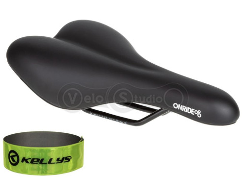 Сідло ONRIDE Nap, рамки сталь, чорне, 272 х 155 мм + світловідбивна смужка KLS 3M 30 см