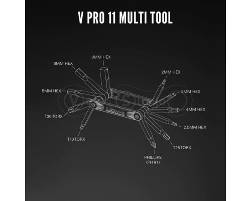 Мультитул Lezyne V PRO 10 с выжимкой цепи черный