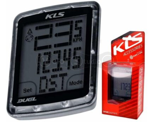 Велокомп'ютер KLS Duel WL бездротовий 10 функцій сірий