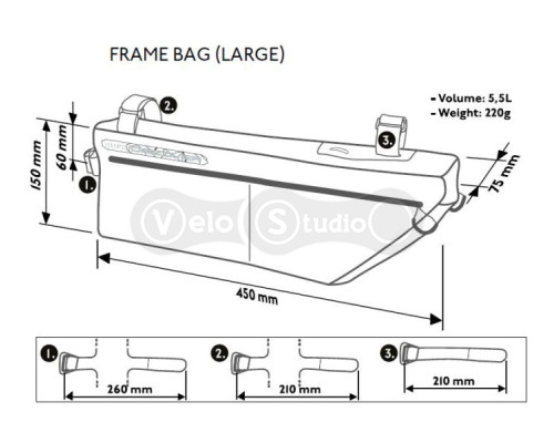 Велосипедная сумка на раму PRO Gravel 5,5 литров
