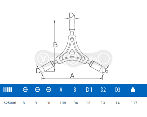 Тристоронній торцевий ключ Unior Tools 8x9x10 Red