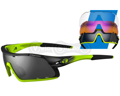Очки Tifosi Davos Race Neon, сменные линзы Smoke/Ac Red/Clear