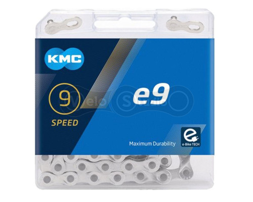 Ланцюг KMC e9 Silver 9 швидкостей 122 ланки + замок (E-Bike)