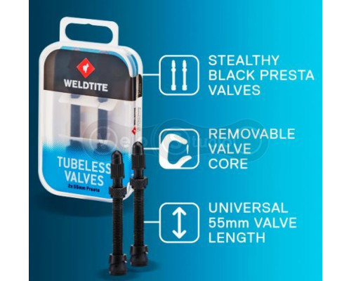 Бескамерный ниппель Weldtite Tubeless Valve Kit 55 мм - 2 штуки