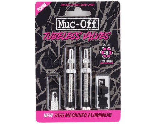Бескамерный ниппель MUC-OFF Tubeless V2 60 мм серебристый - 2 штуки