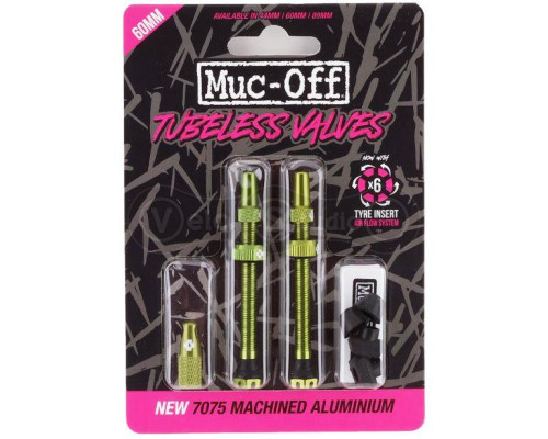 Бескамерный ниппель MUC-OFF Tubeless V2 60 мм зелёный - 2 штуки