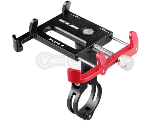 Держатель гаджета GUB PLUS 6 на руль алюминиевый с поворотным механизмом черно-красный