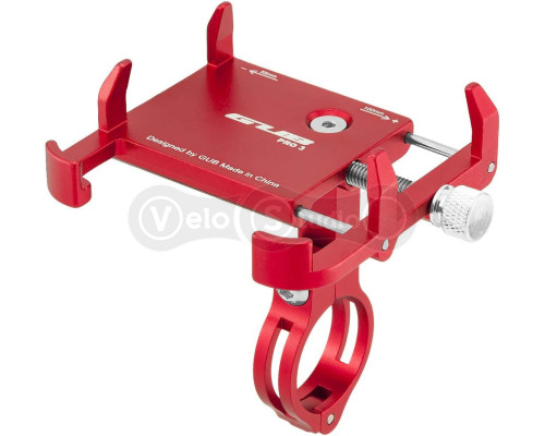 Держатель гаджета GUB PRO-3 на руль для PowerBank/телефонов в чехлах, красный