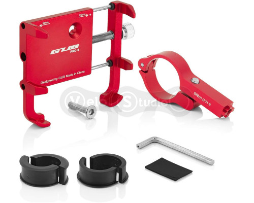 Держатель гаджета GUB PRO-3 на руль для PowerBank/телефонов в чехлах, красный