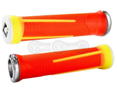Грипсы ODI AG-1 Signature Fl.Orange/Fl. Yellow w/ Silver clamps
