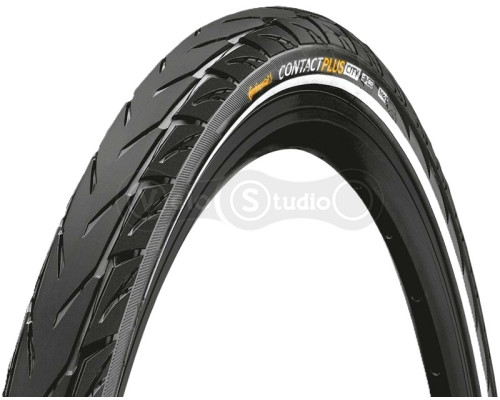 Вело покришка Continental Contact Plus, 28", 700 x 35C, чорна, не складана, світловідбивна