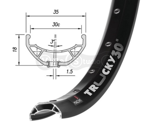Обод Mach1 Trucky 30 Disk 29 дюймов, 28 спиц, Tubeless Ready