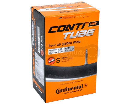 Вело камера Continental Tour Tube Wide 26 x 1.75 - 2.50, 47-559->62-559, S42, 200 г