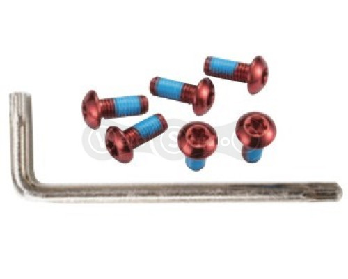 Комплект болтів Alligator для кріплення ротора Torx 6 штук + ключ червоні