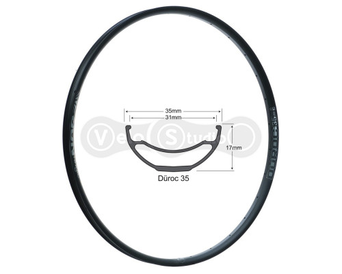 Обід SUNringlé Duroc 35 27,5", 584x31, 32 отв, чорний, анодований, зварений, tubeless ready