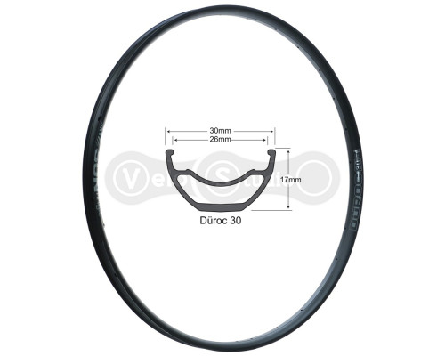 Обід SUNringlé Duroc 30 29", 622x26, 32 отв, чорний, анодований, зварений, tubeless ready