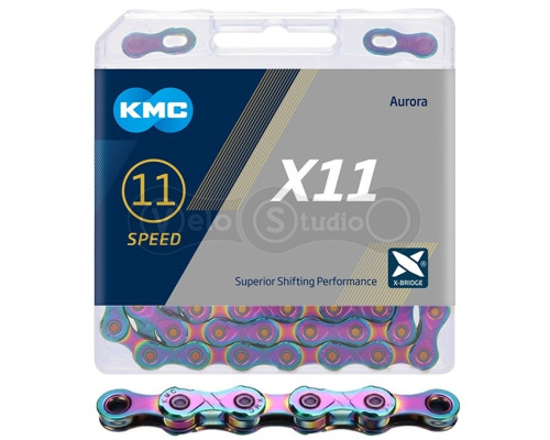 Ланцюг KMC X11 Aurora Blue 11 швидкостей, 118 ланок + замок