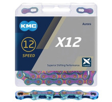 Цепь KMC X12 Aurora Blue 12 скоростей, 126 звеньев + замок