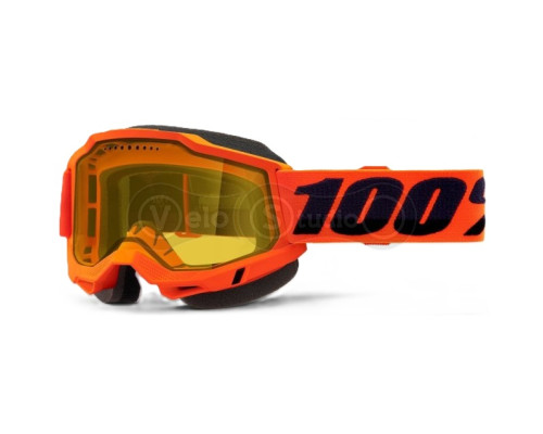 Маска 100% ACCURI 2 Snowmobile Goggle [Neon Orange], Dual Yellow Lens