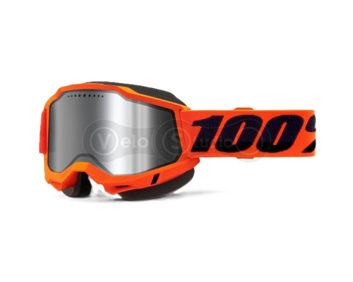 Маска 100% ACCURI 2 Snowmobile Goggle [Neon Orange], Dual Mirror Silver Lens