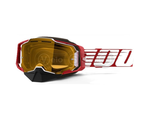 Маска 100% ARMEGA Snowmobile Goggle [Oversized Deep Red], Dual Yellow Lens