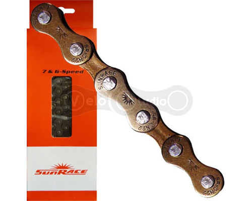Цепь SunRace CNM22 Brown, 7-6 скоростей, 116 звеньев, с соединительным пином