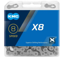 Цепь KMC X8 Silver/Grey 8 скоростей 116 звеньев + замок