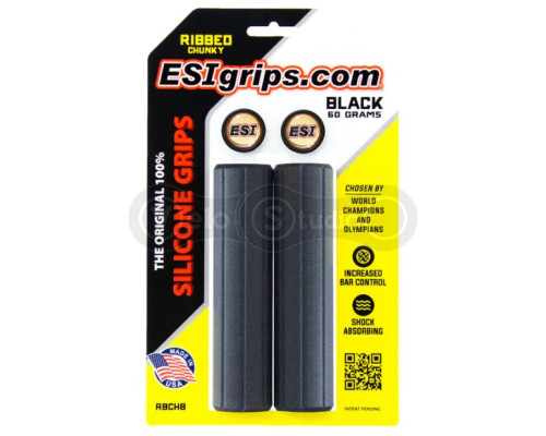 Грипси ESI Ribbed Chunky Black Silicone Bicycle Grips - 32 мм