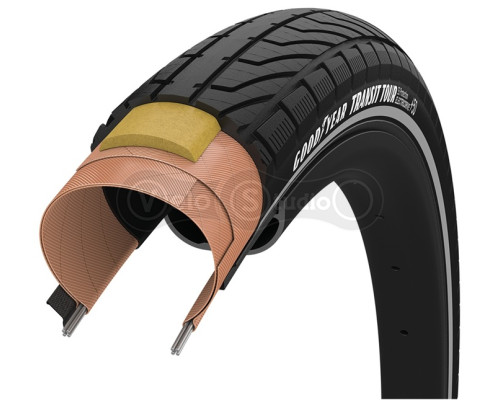 Покришка 27.5x2.40 (61-584) GoodYear Transit Tour S3: Protection, Wire, Black + reflective strips, 60tpi