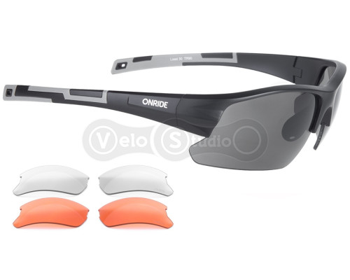 Очки ONRIDE Lead 30 матово черные с линзами дымчатые кат 3 (17%); оранжевый палач 2 (37%); прозрачные
