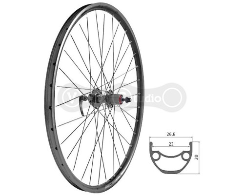 Колесо заднее KLS Draft DSC 023 26, Disc, 10x135мм черное