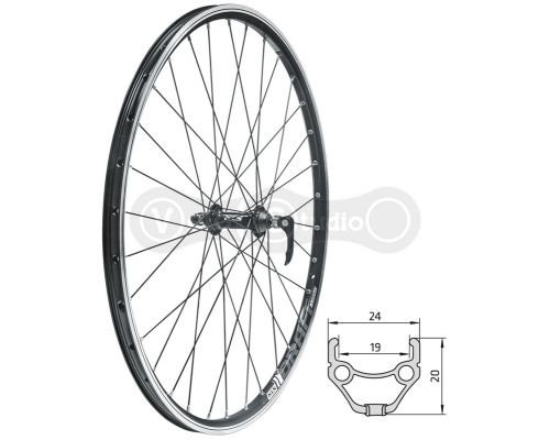 Колесо переднє KLS Draft 26, V-brake, 9x100мм чорне