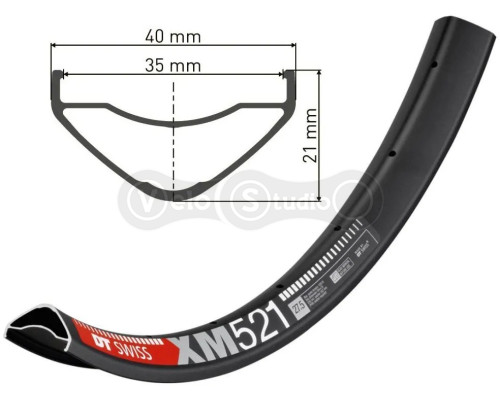 Обод DT SWISS XM 521 27.5х35mm DISK BRAKE 32отв. без упаковки, без ниппелей