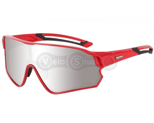 Очки Relax Artan красные глянцевые, линза smoke (Polarized TAC 1,1мм), silver mirror, кат 3