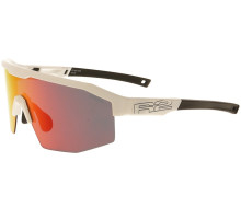 Окуляри R2 GAIN white (TR90), лінза smoke (Polarized TAC), покриття black/red full revo, кат 3