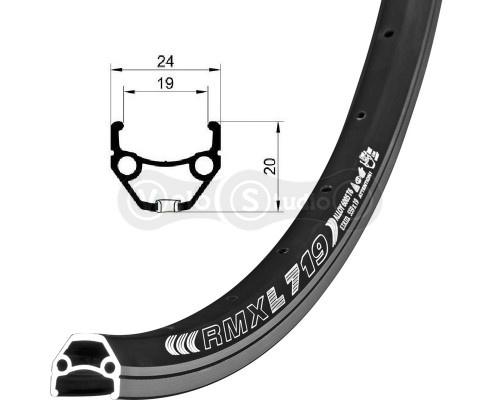 Обід Remerx DRAGON LINE RX 719, 27.5, 584x19, 32 отвори, AV, чорний анодований, V-Br, CNC