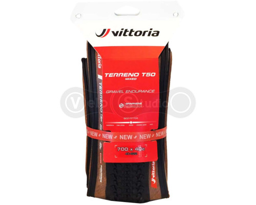 Покришка Vittoria Terreno T50 Mixed Gravel Endurance 700x45c, бежева боковина