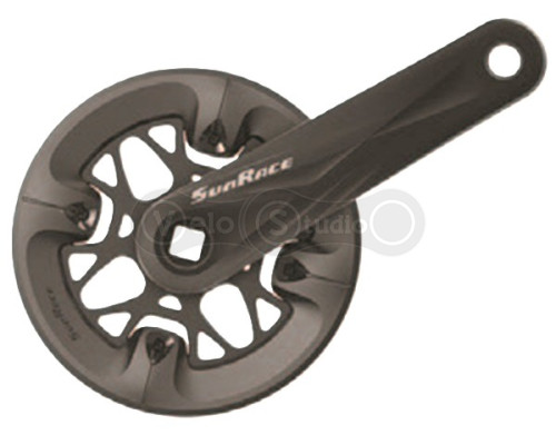 Шатуны SunRace FCM408 B под квадрат, 170 мм, 38T, на 11/10/9 скоростей, с защитой, черные