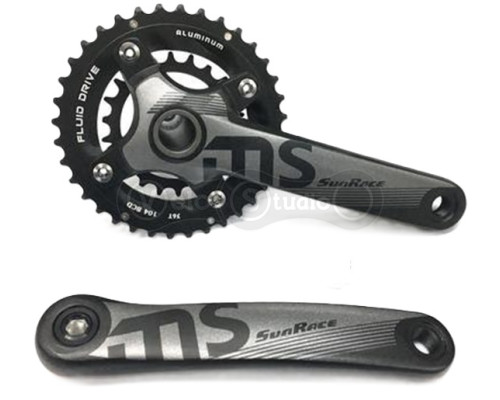 Шатуни SunRace FCMS66 Hollowtech, 175 мм, 36-22T, 104/64BCD, алюмінієва зірка